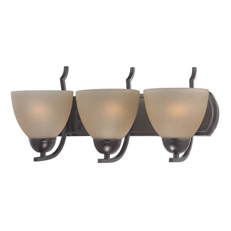 THOMAS Kingston 3Light Vanity Light in Oil Rubbed Bronze with Cafe Tint Glass 1463BB/10